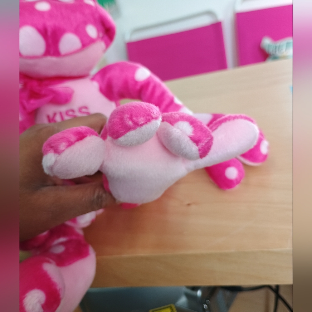 Burton Burton Kiss Me long legs & Arms polka dot Sitting pink plush frog ๐ธ 13in - Picture 10 of 16
